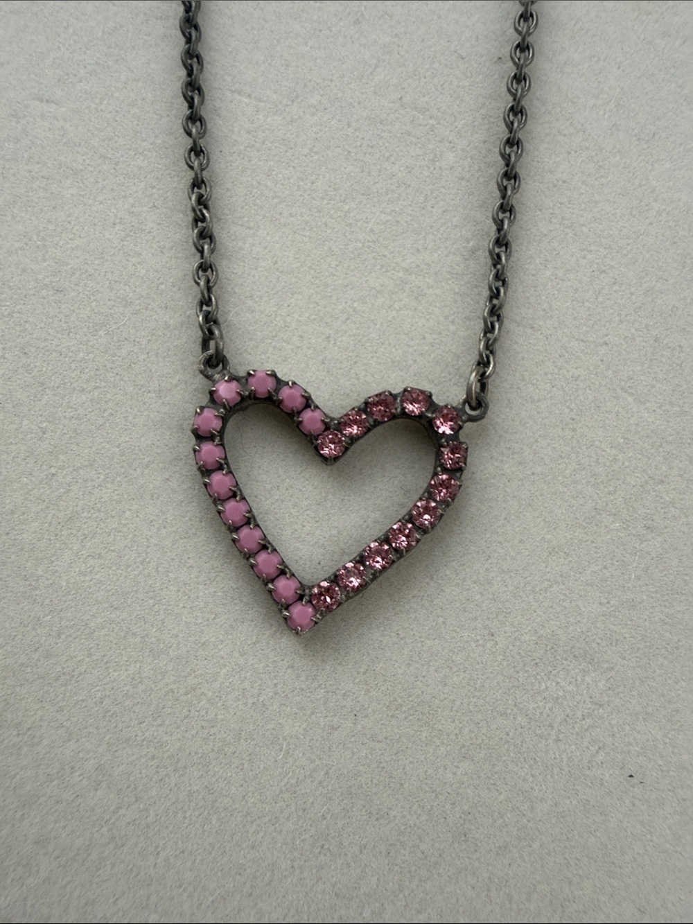 Sabika Pink Crystal Heart Pendant Necklace